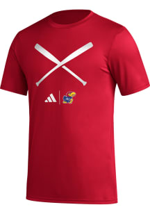 Adidas Kansas Jayhawks Red Locker Spray Baseball Short Sleeve T Shirt