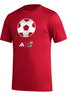 Adidas Kansas Jayhawks Red Locker Spray Soccer Short Sleeve T Shirt