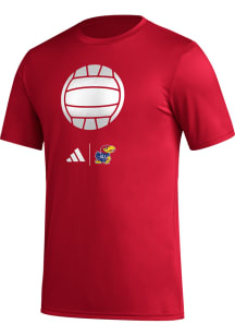 Adidas Kansas Jayhawks Red Locker Spray Volleyball Short Sleeve T Shirt