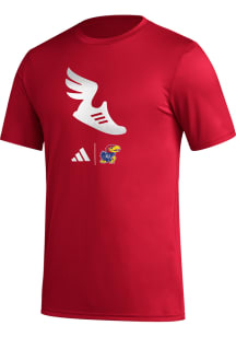 Adidas Kansas Jayhawks Red Locker Spray Track and Field Short Sleeve T Shirt