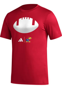 Adidas Kansas Jayhawks Red Locker Spray Football Short Sleeve T Shirt