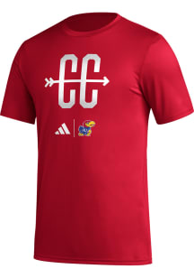 Adidas Kansas Jayhawks Red Locker Spray Cross Country Short Sleeve T Shirt