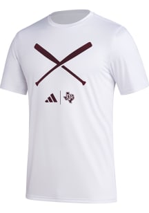 Adidas Texas A&amp;M Aggies White Locker Spray Baseball Short Sleeve T Shirt