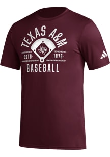 Adidas Texas A&amp;M Aggies Maroon Locker Exit Velocity Baseball Short Sleeve T Shirt