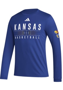Adidas Kansas Jayhawks Blue Practice Emblem Basketball Long Sleeve T-Shirt