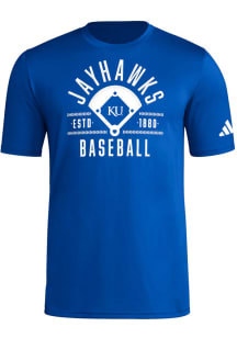 Adidas Kansas Jayhawks Blue Baseball Locker Practice Short Sleeve T Shirt