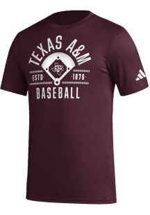 Adidas Texas A&amp;M Aggies Maroon Baseball Locker Practice Short Sleeve T Shirt