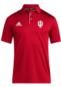 Adidas Indiana Hoosiers Mens Crimson Coach Short Sleeve Polo