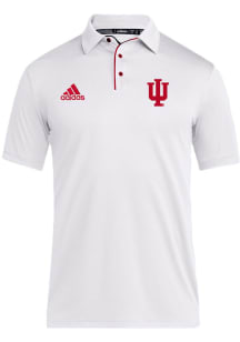 Mens Indiana Hoosiers White Adidas Coach Short Sleeve Polo Shirt