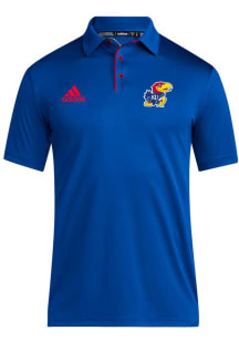 Adidas Kansas Jayhawks Mens Blue Coach Short Sleeve Polo