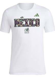 Adidas Mexico National Team White Wordmark Pattern Short Sleeve T Shirt
