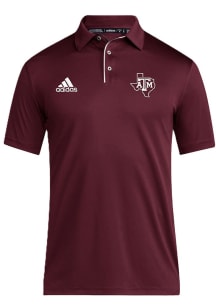 Adidas Texas A&amp;M Aggies Mens Maroon Coach Short Sleeve Polo