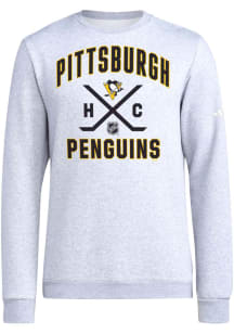 Adidas Pittsburgh Penguins Mens Grey HC in Charge Long Sleeve Crew Sweatshirt
