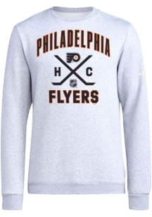 Adidas Philadelphia Flyers Mens Grey HC in Charge Long Sleeve Crew Sweatshirt