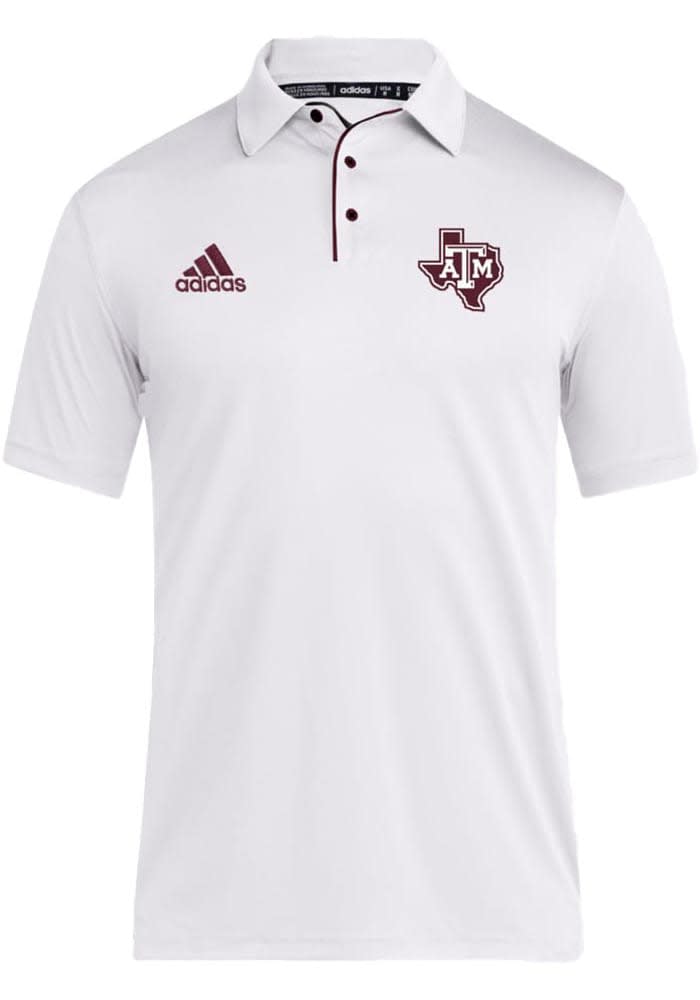 Large Adidas Texas A&M Polo Shirt Maroon offers Climalite Golf Embroidered SEC Patch L