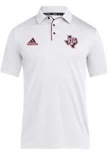 Adidas Texas A&amp;M Aggies Mens White Coach Short Sleeve Polo