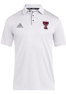 Adidas Texas Tech Red Raiders Mens White Coach Short Sleeve Polo