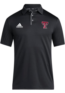 Adidas Texas Tech Red Raiders Mens Black Coach Short Sleeve Polo