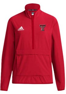 Adidas Texas Tech Red Raiders Mens Red Coach Long Sleeve 1/4 Zip Pullover
