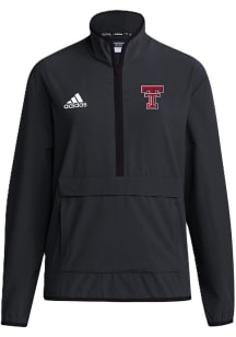 Adidas Texas Tech Red Raiders Mens Black Coach Long Sleeve 1/4 Zip Pullover