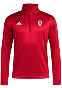 Adidas Indiana Hoosiers Mens Crimson Coach Long Sleeve Qtr Zip Pullover