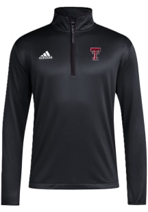 Adidas Texas Tech Red Raiders Mens Black Coach Long Sleeve Qtr Zip Pullover