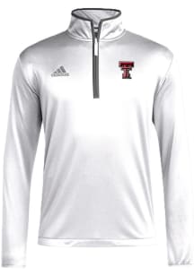 Adidas Texas Tech Red Raiders Mens White Coach Long Sleeve Qtr Zip Pullover