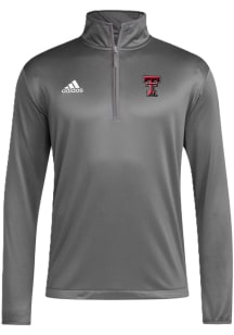 Adidas Texas Tech Red Raiders Mens Grey Coach Long Sleeve Qtr Zip Pullover