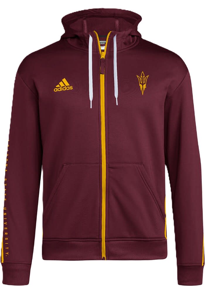 Adidas Arizona State Sun Devils Mens MAROON Athlete Travel Zip