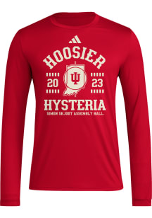 Mens Indiana Hoosiers Red Adidas Basketball 2023 Hoosier Hysteria Long Sleeve T-Shirt
