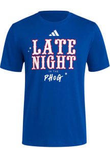 Adidas Kansas Jayhawks Blue Basketball 2023 Late Night Short Sleeve T Shirt