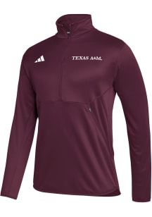 Adidas Texas A&amp;M Aggies Mens Maroon Sideline Knit Long Sleeve 1/4 Zip Pullover