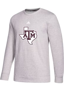Adidas Texas A&amp;M Aggies Mens Grey Fleece Long Sleeve Crew Sweatshirt