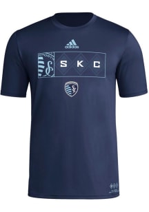 Adidas Sporting Kansas City Navy Blue Jersey Hook Short Sleeve T Shirt
