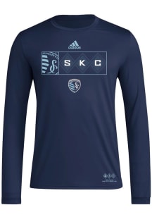 Adidas Sporting Kansas City Navy Blue Jersey Hook LS Long Sleeve T-Shirt