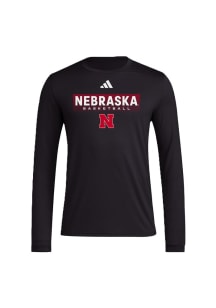 Mens Nebraska Cornhuskers Black Adidas Locker Room Pregame Long Sleeve T-Shirt