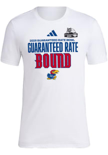 Adidas Kansas Jayhawks White 2023 Guaranteed Rate Bowl Bound Short Sleeve T Shirt