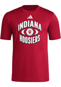 Indiana Hoosiers Crimson Adidas Pregame Basketball On-Court Orbit Short Sleeve T Shirt