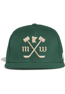 Adidas Minnesota Wild Mens Green Flat Visor Flex Hat