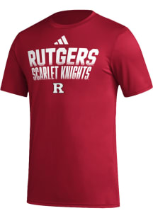 Rutgers Scarlet Knights Red Adidas Flat Name Pregame Short Sleeve T Shirt
