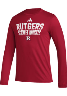 Adidas Rutgers Scarlet Knights Red Flat Name Pregame Long Sleeve T-Shirt
