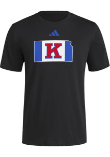 Adidas Kansas Jayhawks Black Basketball State Outline Logo Short Sleeve T Shirt