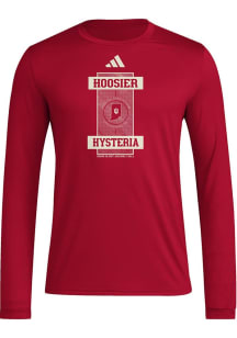 Mens Indiana Hoosiers Red Adidas Pregame Basketball Hoosier Hysteria Long Sleeve T-Shirt