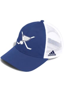 Adidas St Louis Blues Cross Sticks Relaxed Trucker Adjustable Hat - Blue