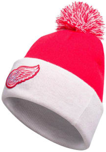 Adidas Detroit Red Wings Red Team Stripe Cuffed Pom Mens Knit Hat