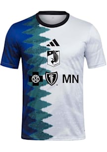 Adidas Minnesota United FC Mens White Gaming Pre-match Jersey