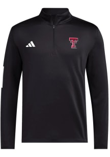 Adidas Texas Tech Red Raiders Mens Black Golf Long Sleeve 1/4 Zip Pullover