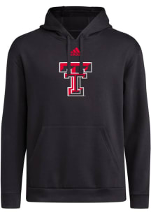 Adidas Texas Tech Red Raiders Mens Black Team Issue Fleece Locker Logo Long Sleeve Hoodie