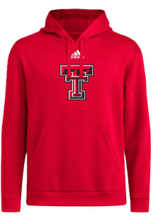 Adidas Texas Tech Red Raiders Mens Red Team Issue Fleece Locker Logo Long Sleeve Hoodie