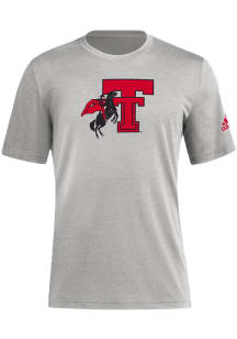 Adidas Texas Tech Red Raiders Charcoal Vintage Logo Biblend Short Sleeve Fashion T Shirt